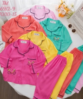 bộ pijama dài màu bé gái 2/9