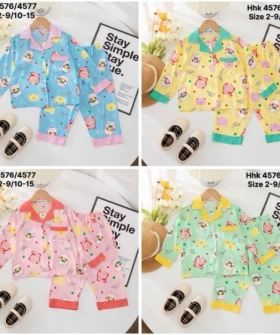 bộ pijama dài bông bé gái 2/9