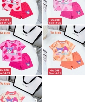 gta268 bộ thun loang màu 2 kuromi chữ best 14/22