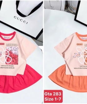 	gta284 bộ váy xếp li thỏ chữ 8/12