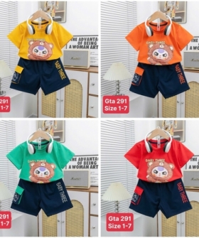 gta291 bộ thun bé trai chữ baby three 1/7