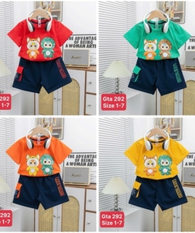 	gta292 bộ thun bé trai 2 con babby three 1/7