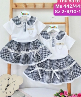 bộ váy karo bé gái 2/9