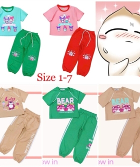 bộ thun dài bo ống bé gái 1/7